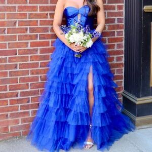 Royal Blue Layered Prom Dress
